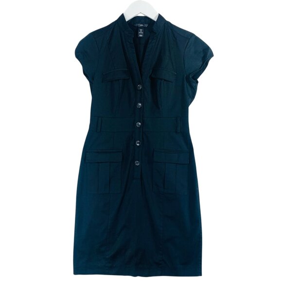 H&M black Button down cargo style Dress Size small fitted - Picture 3 of 16
